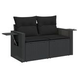 vidaXL 6-delige Loungeset met Kussens, Zwart, Poly Rattan