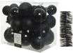 Decoris Kerstballen set kunststof 6-8-10 cm zwart - 28 stuks - mat glans glitter - folieslingers