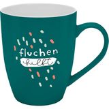 Tasse Sheepworld Tasse mit Motivdruck "fluchen hilft", mit Banderole