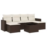 vidaXL 7-delige Loungeset met kussens, polyrattan, bruin