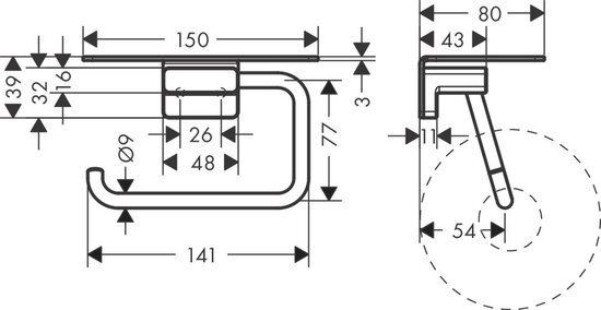 Hansgrohe Addstoris closetrolhouder met planchet mat zwart 41772670