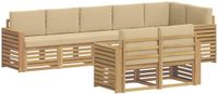 vidaXL Tuinset met 8 zitplaatsen, wit en beige, polyester