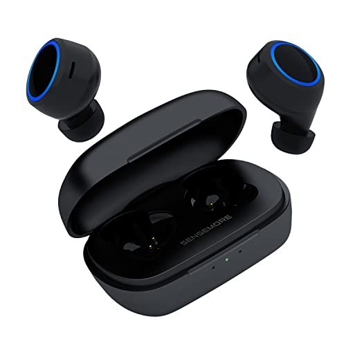 Creative Sensemore Air True Wireless zweetbestendige in-ear hoofdtelefoon met Sensemore-technologie, omgevingsmodus, actieve ruisonderdrukking, quad-microfoon, Bluetooth 5.2, 35 uur batterijduur