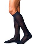 FALKE No. 10 Pure Fil d´Écosse kniekousen heren blauw - maat 47-48