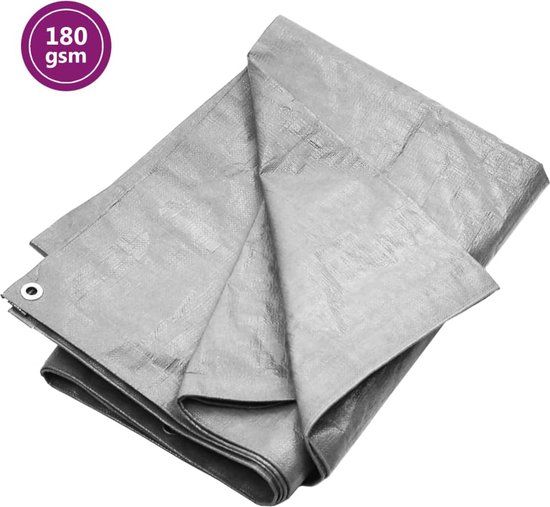 vidaXL Dekzeil - 6x6 m - 180 g/m² - Grijs - HDPE - Polyetheen