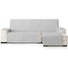 ECOMMERC3 Chaise longue bankhoes, normaal, rechts, omkeerbaar, met elastische elastieken, grijs, universele bankhoes voor chaise longue