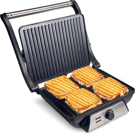Vivid Green Tosti Apparaat XL voor 4 Tosti's met Temperatuurregeling - 2000W - Grill IJzer - Contactgrill - Panini - Apparaten - Uitklapbaar - Vivid Green
