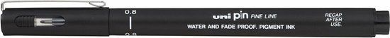 Uni-ball Pin Fineliner - Zwart - B (Breed) - 12 stuks