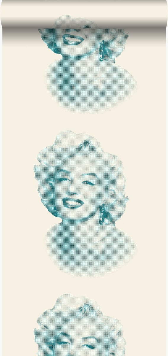 Origin behang Marilyn Monroe wit en turquoise - 326349 - 53 cm x 10,05 m