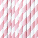 PARTYDECO - 10 roze gestreepte papieren rietjes 19,5 cm