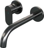 Brauer Gunmetal Edition Inbouw Wastafelmengkraan met Gebogen Uitloop en Rozetten Model C2 Gunmetal Geborsteld PVD