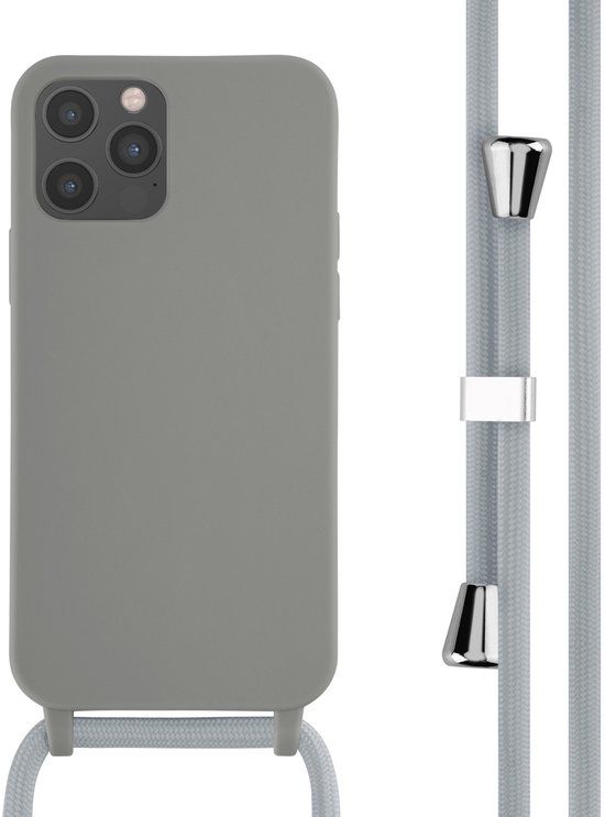 imoshion Siliconen hoesje met koord voor de Apple iPhone 12 (Pro) - Lichtgrijs