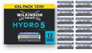 Wilkinson Sword Hydro 5 Lames de rasoir rechargeables pour hommes, pack XXL, hydratation de la peau, lames avec revêtement carbone, 12 lames de rasoir rechargeables