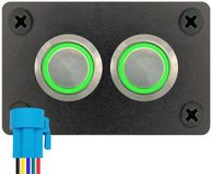 ProRide Metalen Drukschakelaars ON-OFF 12-24V - 16mm - Panneau encastrable double - IP67 - Indicateur LED Vert