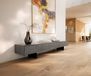 Meuble TV Cuor 200 cm Céramique Béton gris 1 Clapet 1 Tiroir Pied optique flottant Métal Noir