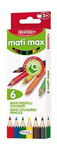FIBRACOLOR MatìMax pastel hout zeskant grote punt - doos 6 kleuren