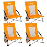 AKTIVE Set van 4 klapstoelen, lage zitting, 50 x 51 x 67 cm, van staal, polyester en mesh, armleuningen met armleuningen aan de zijkant, max. 110 kg, inclusief draagtas (85499)