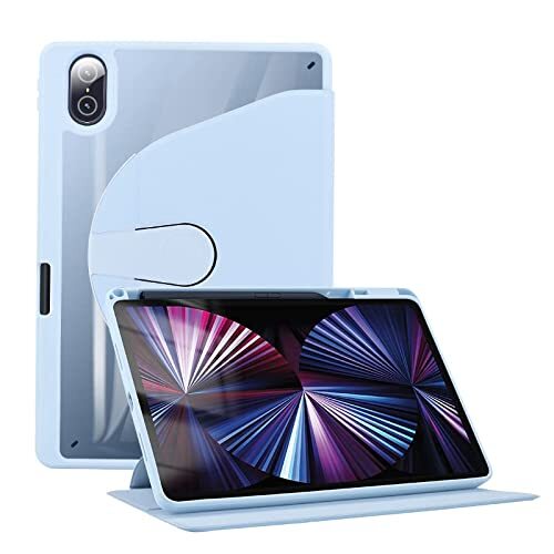 Spzhike iPad Pro 12,9 inch 5e generatie hoes 2021 met schermbescherming voor penhouder, 360° draaibaar en 180° inklapbare handgreep voor iPad Pro 12,9 inch 4a/3a 2020/2018 hoes