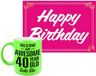 Bellatio Decorations Koffiemok 40 Jaar - Fluor Groen - Keramiek - 300ml