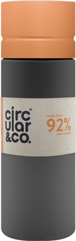 Circular&amp;Co. herbruikbare to go waterfles 21oz/600ml grijs/oranje