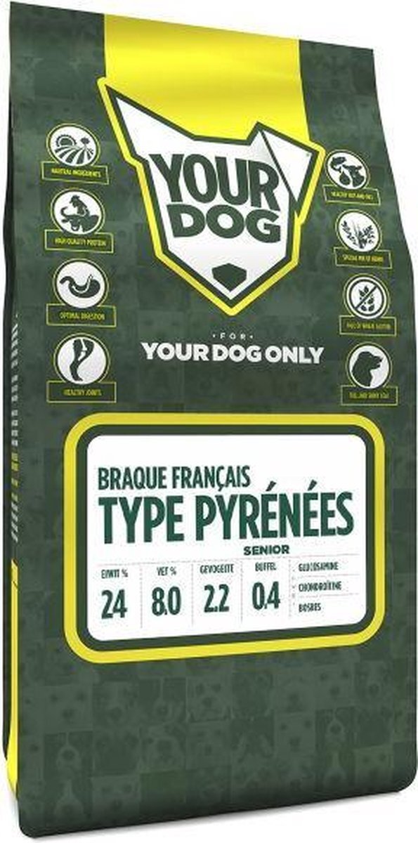 Yourdog Senior 3 kg braque franÇais type pyrÉnÉes hondenvoer