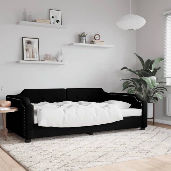 vidaXL Slaapbank 100x200 cm stof zwart