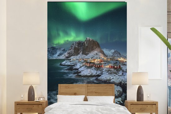 Nr1Wallpaper Behang - Fotobehang Aurora - Avond - Bergen - Breedte 195 cm x hoogte 300 cm