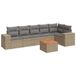 vidaXL 7-delige Loungeset met Kussens, Poly Rattan, Beige