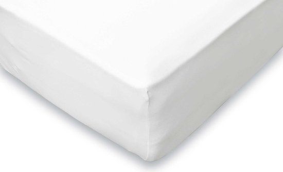 Jersey Katoen Stretch Hoeslaken - 160x220cm - Wit - Lits Jumeaux