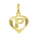 Lucardi Dames alfabet hanger hart - Letter P - 9 Karaat Geelgoud