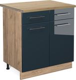 Vicco Fame-Line Keukenkasten – 80 cm, WB Eik Donkerblauw hoogglans