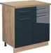 Vicco Fame-Line Keukenkasten – 80 cm, WB Eik Donkerblauw hoogglans