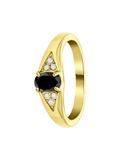 Lucardi Dames vintage ring met zwarte zirkonia – Maat 60 – 19mm - Ring - Cadeau - Staal goldplated - Goudkleurig