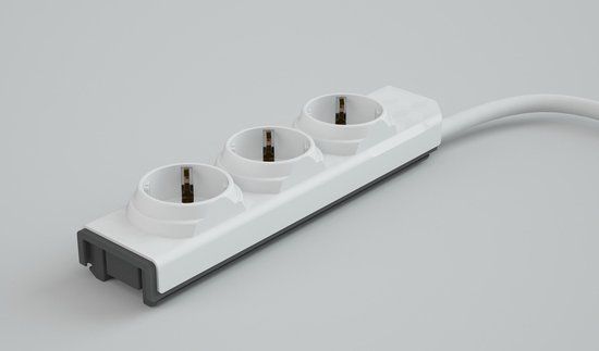 DesignNest PowerStrip Modular - Stekkerdoos met 3 stopcontacten, 1m kabel en schakelaar - Wit