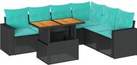 vidaXL 7-delige Loungeset met kussens poly rattan zwart