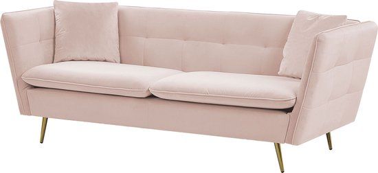 Beliani FREDERICA Driezitsbank - Roze Fluweel