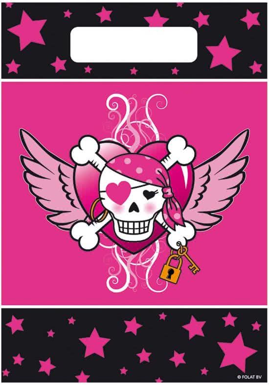 Folat Uitdeelzakjes Pink Pirate Girl 8 stuks