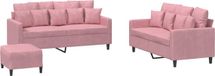 vidaXL Loungeset 3-delig met kussens fluweel roze