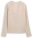 Tom Tailor Pull en maille à col en V - Taille L - mélange alabaster poussiéreux