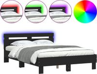 vidaXL Bedframe met hoofdeinde en LED, zwart, 120x200 cm