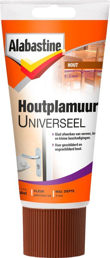 Alabastine Houtplamuur Universeel - 250g - Gebroken Wit - Voor Hout - 5096155