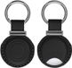 kwmobile Housse compatible avec AirTag - Porte-clés en cuir pour traqueur GPS, housse de support noir