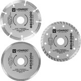 VONROC - Universele diamantdoorslijpschijven set 3-delig - Segment, Turbo en Volrand - Ø 125 x 1.2 x 22.2 mm