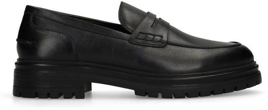 Manfield Heren Zwarte Leren Loafers Maat 43