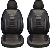 BREMER SITZBEZÜGE Autostoelhoezen, compatibel met Citroen Jumper type 250, bestuurder en passagiersset vanaf 2006, autohoes, velours, kunstleer, set van 2 stuks, in zwart/blauwe naad