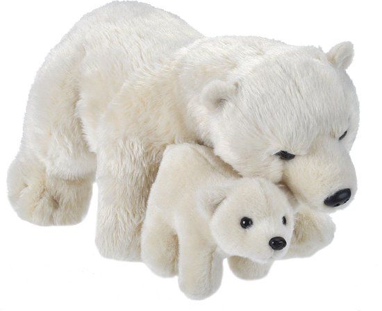 Wild Republic IJsbeer met jong - 38 cm - Pluche - Wit - Knuffel