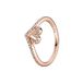 Pandora Sparkling Wishbone Heart 14-karaats rosévergulde wishbone-ring met heldere zirkoniasteentjes, 56