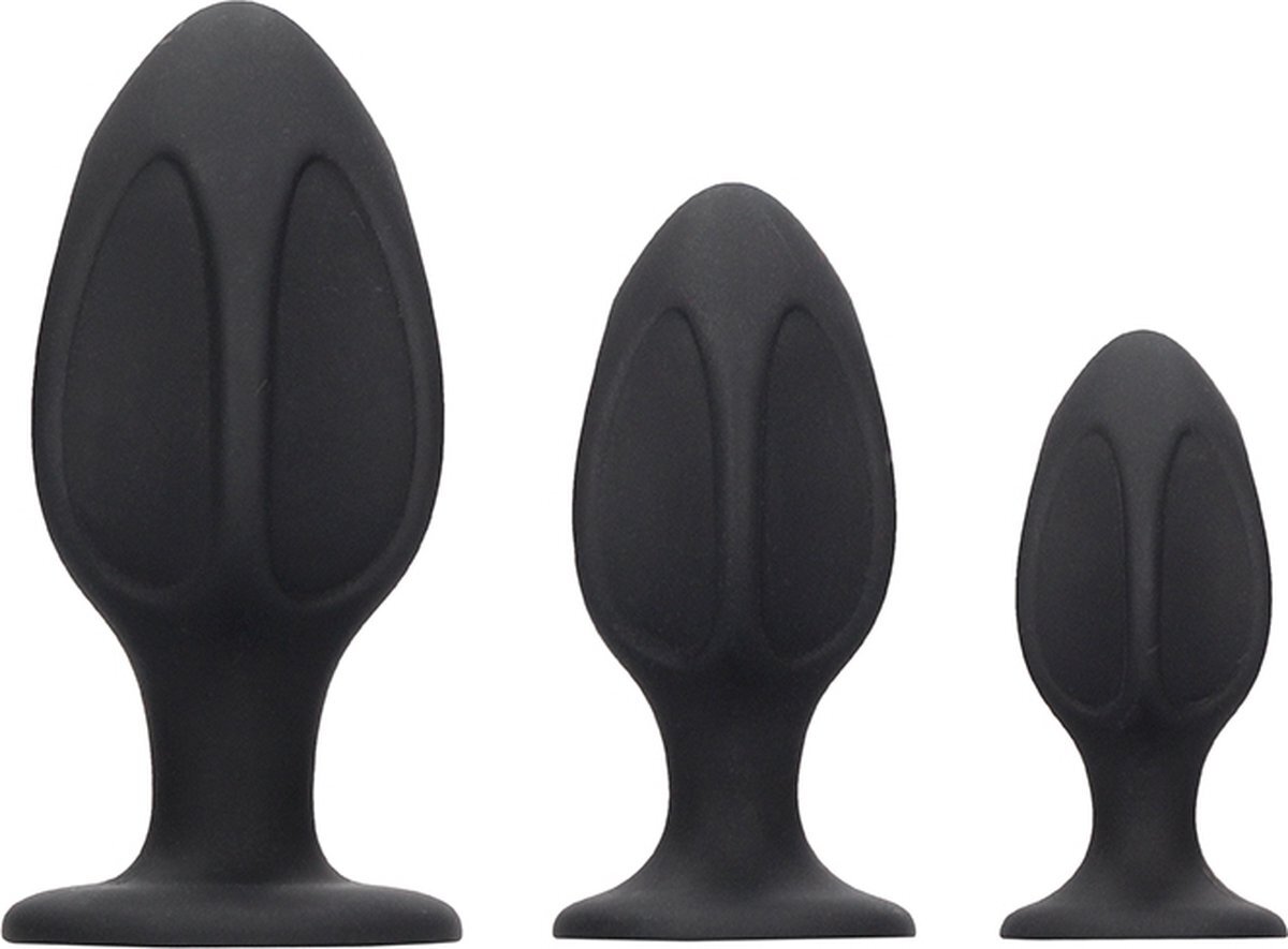 Shots - Ouch! Diamond Shape Butt Plug Set - Black