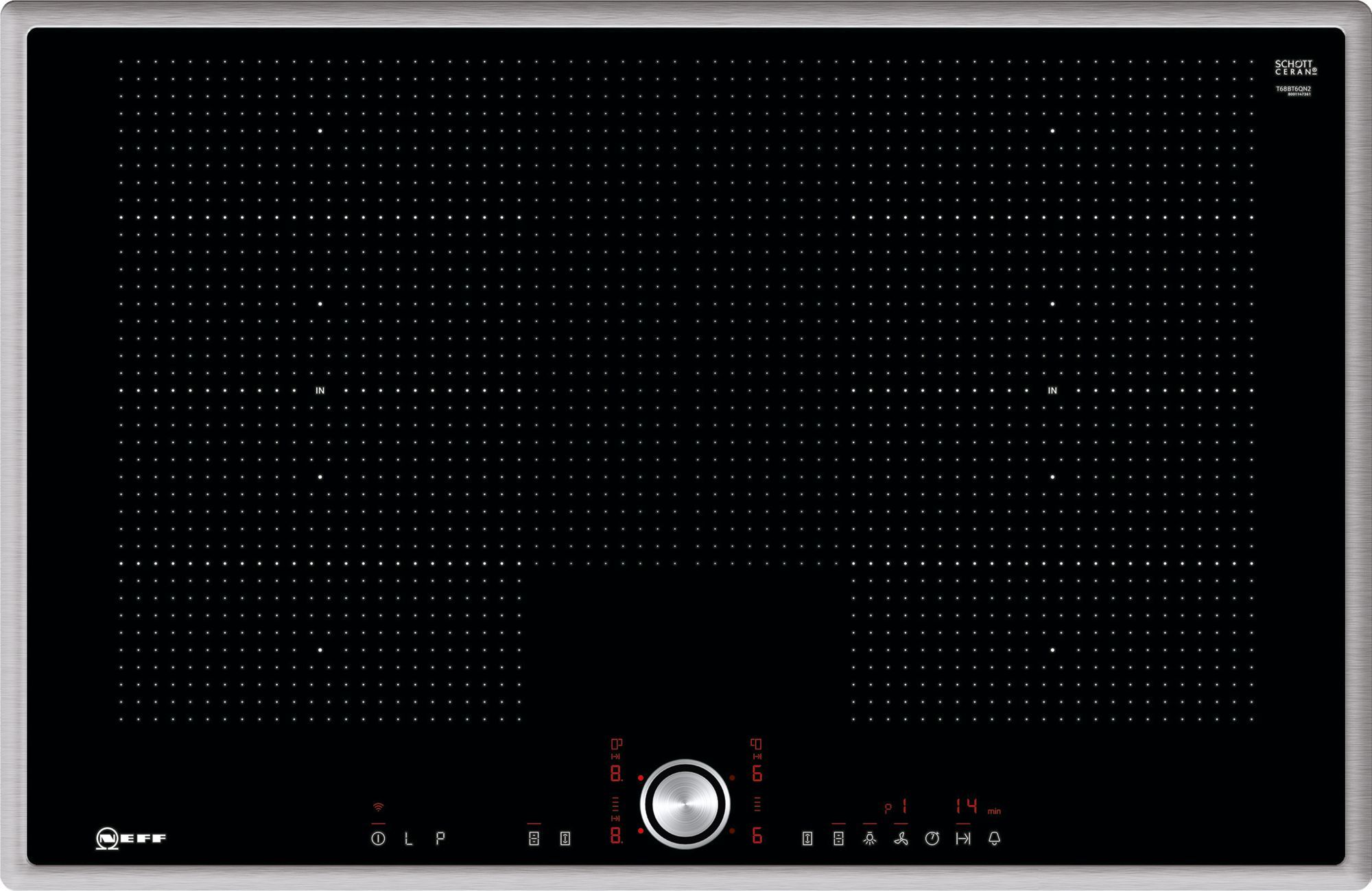 Neff T68BT6QN2 - 80cm Black Built-in Induction Cooktop - 4 Zones