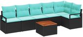 vidaXL Tuinbankenset 7-delig Zwart Polyrattan